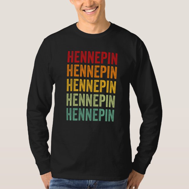 Hennepin County Minnesota Rainbow Text T-Shirt (Front)