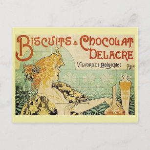 Henr Privat, Biscuits and Chocolate, Vintage Postcard