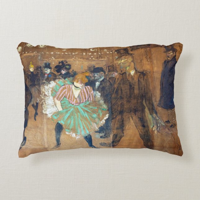Henri de Toulouse-Lautrec - Dance at the Rouge Accent Pillow (Front)