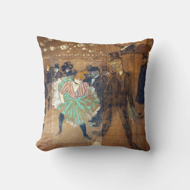 Henri de Toulouse-Lautrec - Dance at the Rouge Throw Pillow (Front)