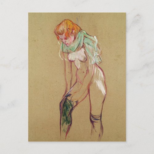 Henri de Toulouse_Lautrec  Woman Pulling Up her S Postcard