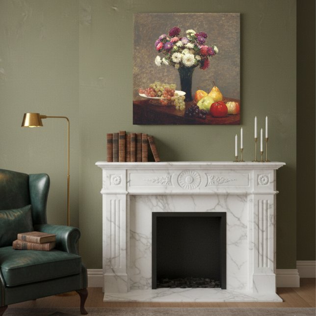 Henri Fantin-Latour Asters and Fruit Still Life Canvas Print (Creator Uploaded)