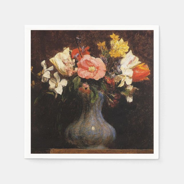 Henri Fantin-Latour, Flowers, Camelias, Tulips Napkins (Front)