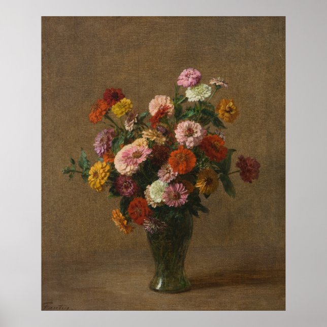Henri Latour - Zinnias Poster (Front)