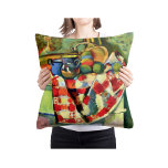 Henri Matisse Checked Tablecloth, Colorful Cottage Throw Pillow