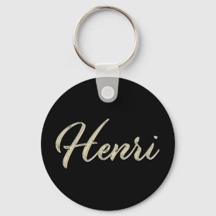 Henri Name whitegold Button Schlüsselanhänger Keychain