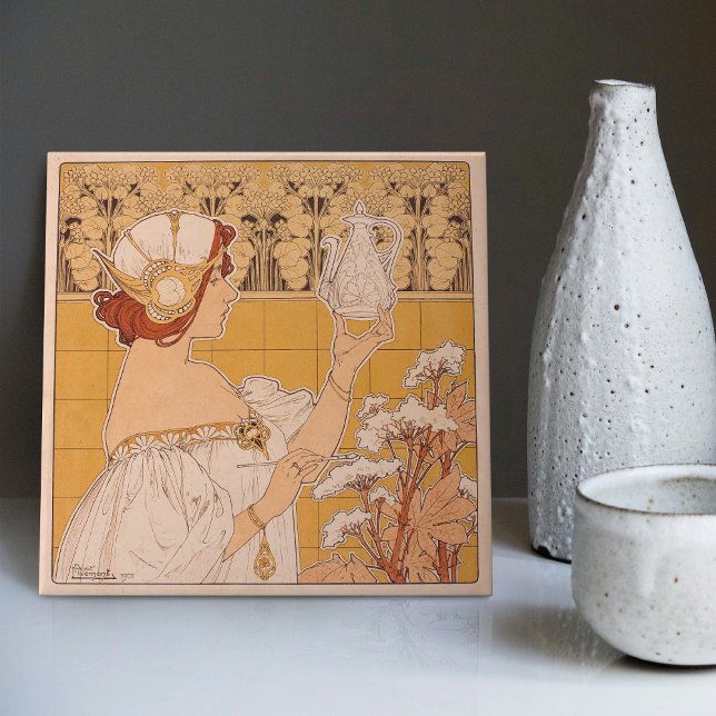 Henri Privat-Livemont Wall Decor Art Nouveau Ceramic Tile (Creator Uploaded)