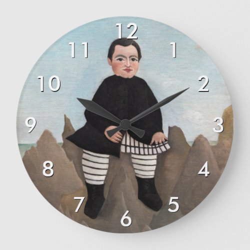 Henri Rousseau _ Boy on the Rocks Large Clock