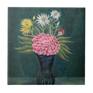 Henri Rousseau - Dahlia and Daisies in a Vase Ceramic Tile