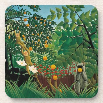 Henri Rousseau Exotic Landscape Coasters by VintageSpot at Zazzle