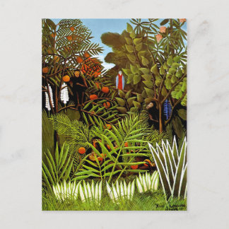 Henri Rousseau - Exotic Landscape Jungle Art Postcard