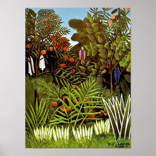 Henri Rousseau _ Exotic Landscape Jungle Art Poster