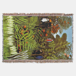 Henri Rousseau - Exotic Landscape Jungle Art Throw Blanket