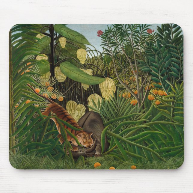 Henri Rousseau - Fight between Tiger and Buffalo Mouse Pad (Front)