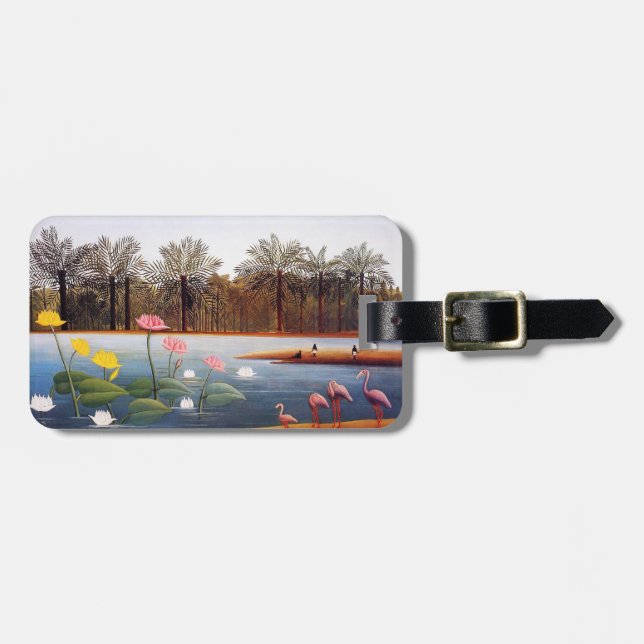 Henri Rousseau Flamingoes Luggage Tag (Front Horizontal)