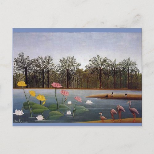 Henri Rousseau Flamingoes Painting Postcard