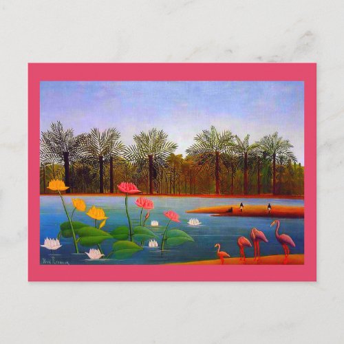 Henri Rousseau Flamingoes Painting Postcard