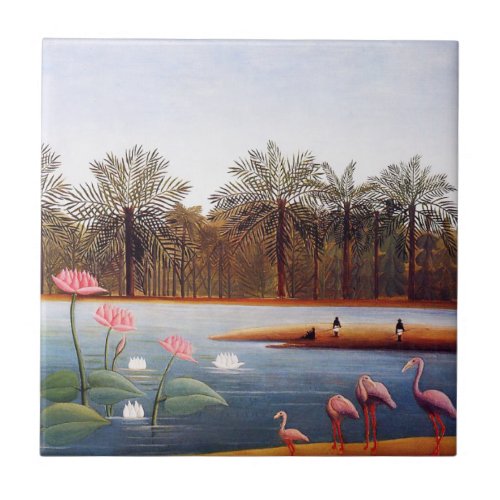 Henri Rousseau Flamingoes Tile