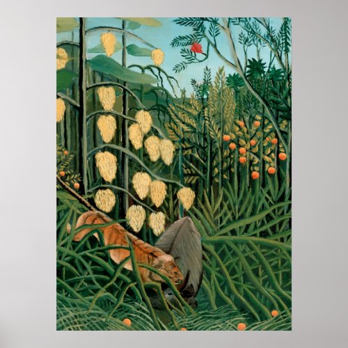 Henri Rousseau In a Tropical Forest Struggle Poster