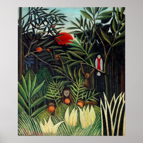 Henri Rousseau Landscape with Monkeys Botanical Ga Poster