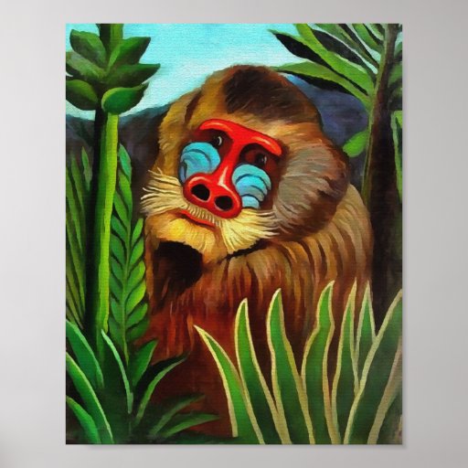 Henri Rousseau Mandrill In The Jungle Vintage Art Poster