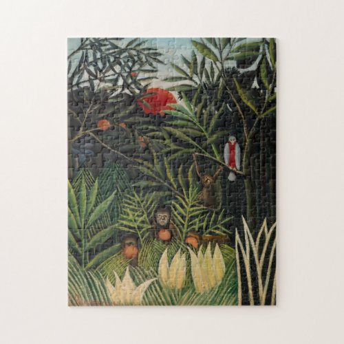 Henri Rousseau _ Monkeys  Parrot in Virgin Forest Jigsaw Puzzle