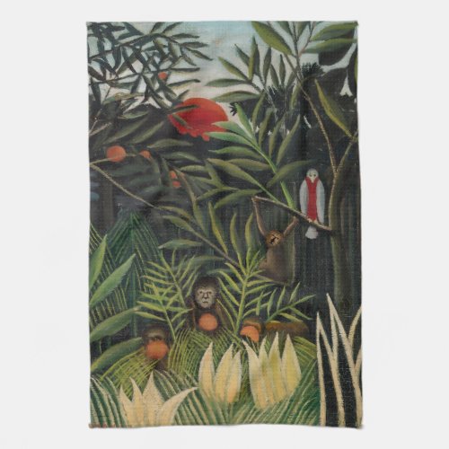 Henri Rousseau _ Monkeys  Parrot in Virgin Forest Kitchen Towel