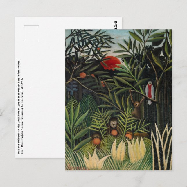 Henri Rousseau - Monkeys & Parrot in Virgin Forest Postcard (Front/Back)