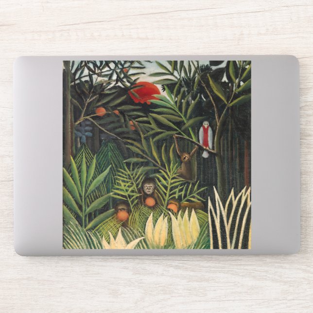 Henri Rousseau - Monkeys & Parrot in Virgin Forest Sticker (Computer)