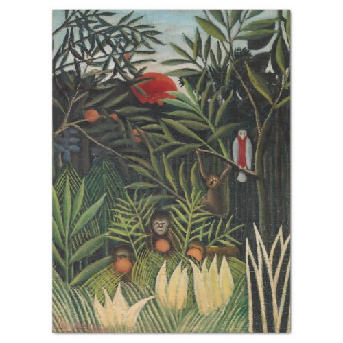Henri Rousseau _ Monkeys  Parrot in Virgin Forest Tissue Paper
