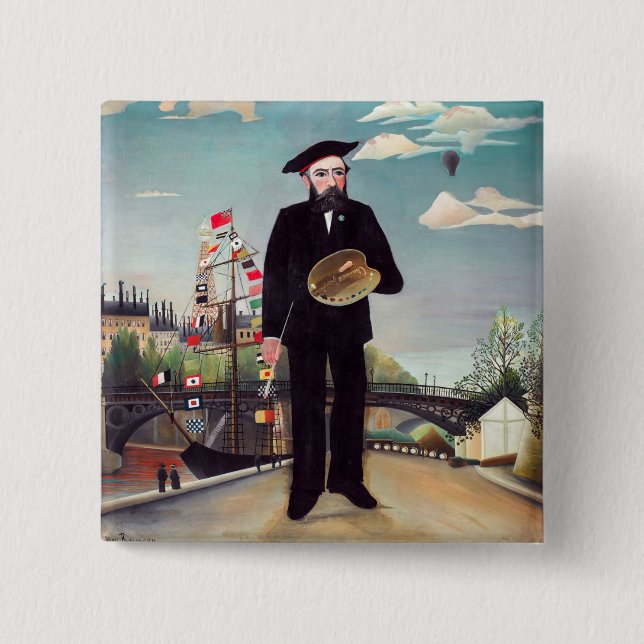 Henri Rousseau - Myself Portrait-Landscape Button (Front)