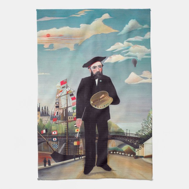 Henri Rousseau - Myself Portrait-Landscape Kitchen Towel (Vertical)
