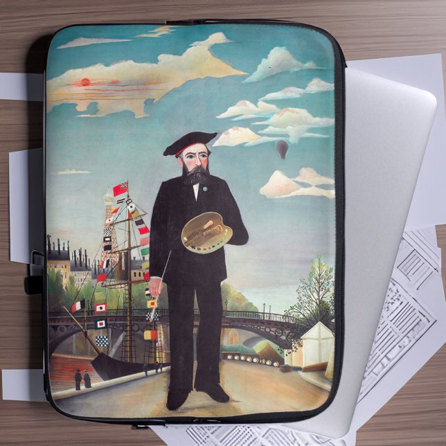 Henri Rousseau - Myself Portrait-Landscape Laptop Sleeve (Creator Uploaded)