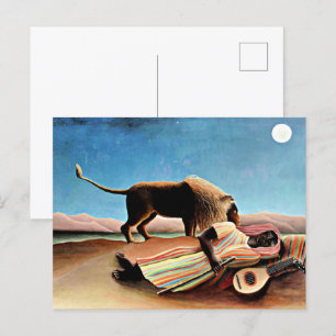 Henri Rousseau painting, Sleeping Gypsy Postcard