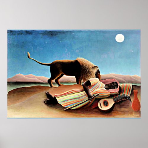 Henri Rousseau painting Sleeping Gypsy Poster