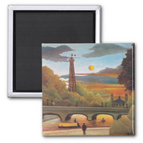 Henri Rousseau _ Seine and Eiffel Tower in Sunset Magnet