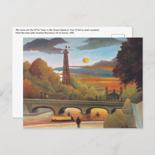 Henri Rousseau _ Seine and Eiffel Tower in Sunset Postcard