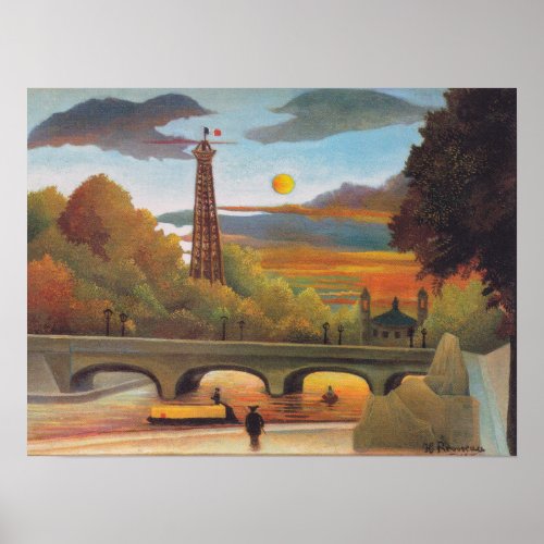 Henri Rousseau _ Seine and Eiffel Tower in Sunset Poster
