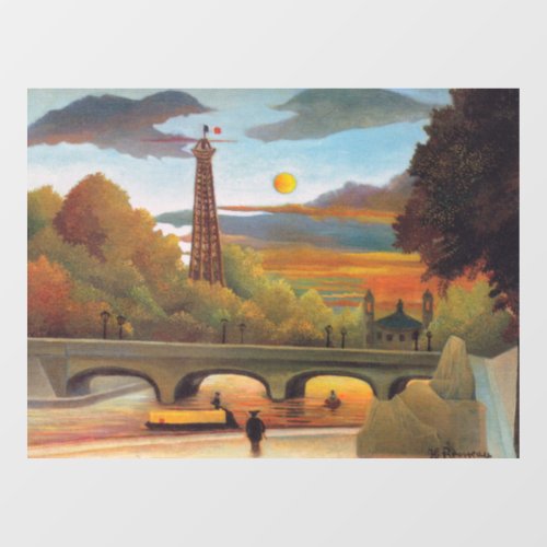 Henri Rousseau _ Seine and Eiffel Tower in Sunset Window Cling