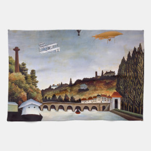 Henri Rousseau - Sevres bridge & hills of Clamart Kitchen Towel