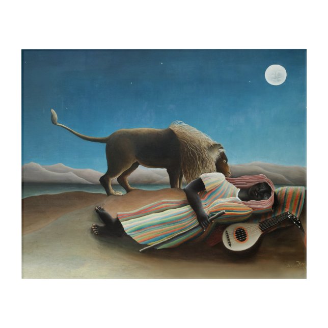 Henri Rousseau Sleeping Gypsy Lion Painting Acrylic Print (Front)