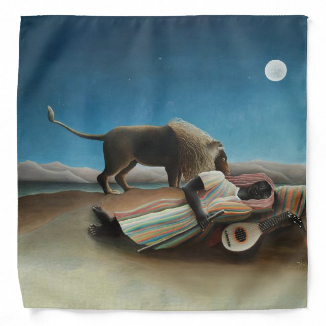 Henri Rousseau Sleeping Gypsy Lion Painting Bandana (Front)