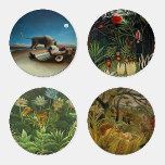 Henri Rousseau Sleeping Gypsy Lion Painting Coaster Set