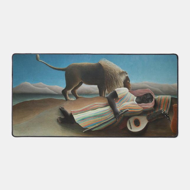 Henri Rousseau Sleeping Gypsy Lion Painting Desk Mat (Front)