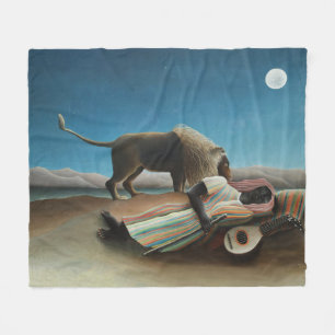 Henri Rousseau Sleeping Gypsy Lion Painting Fleece Blanket