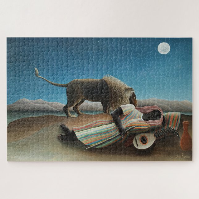Henri Rousseau Sleeping Gypsy Lion Painting Jigsaw Puzzle (Horizontal)