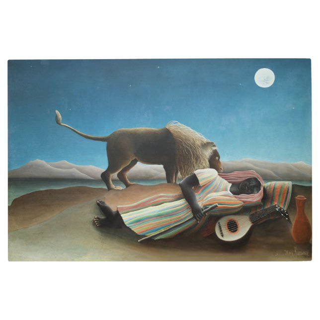 Henri Rousseau Sleeping Gypsy Lion Painting Metal Print (Front)