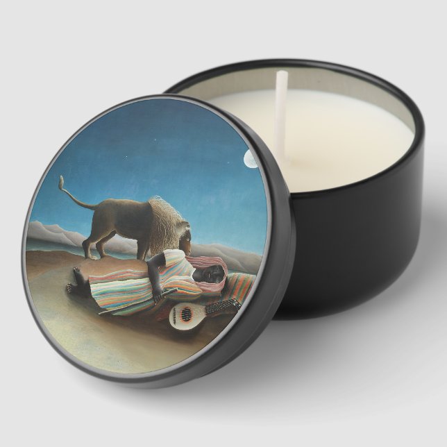 Henri Rousseau Sleeping Gypsy Lion Painting Mini Candle Favors (Corner)
