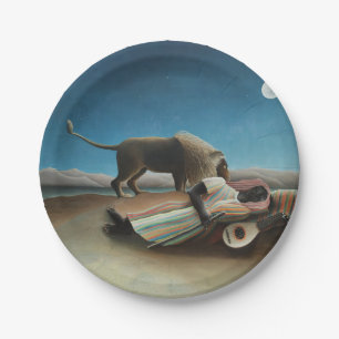 Henri Rousseau Sleeping Gypsy Lion Painting Paper Plates