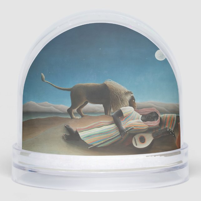 Henri Rousseau Sleeping Gypsy Lion Painting Snow Globe (Front)